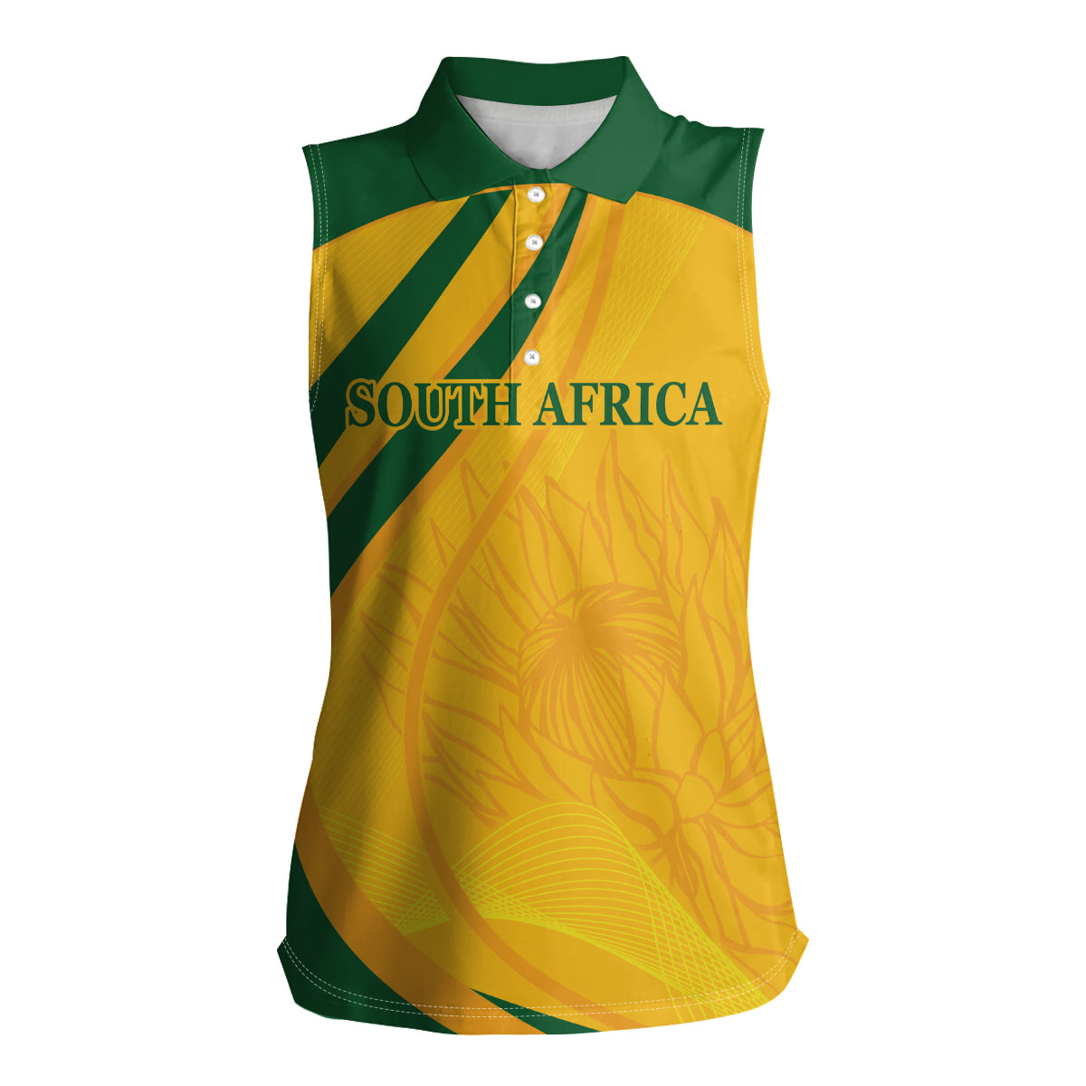 South Africa Cricket World Cup 2024 Women Sleeveless Polo Shirt Proteas Make Champions