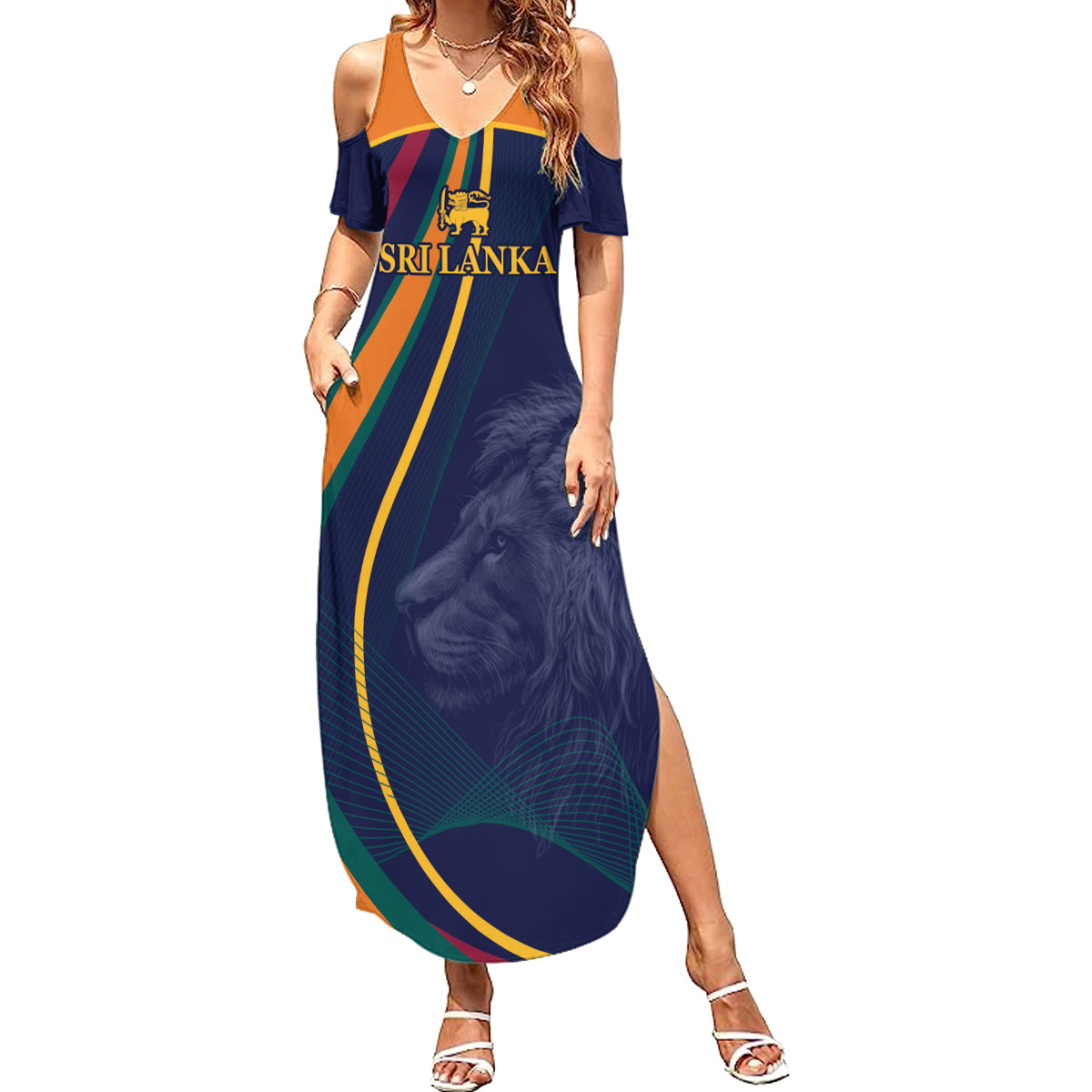 Sri Lanka Cricket World Cup 2024 Summer Maxi Dress Shri Lanka Jathika Crikat Kandayama