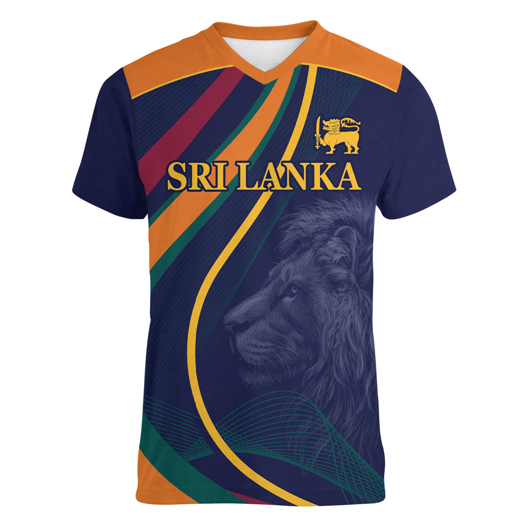 Sri Lanka Cricket World Cup 2024 Women V-Neck T-Shirt Shri Lanka Jathika Crikat Kandayama