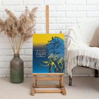 Canvas wall art with lion artwork and “Your Text” displayed on easel