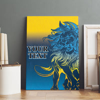 Canvas wall art with blue lion portrait and “Your Text,” yellow-to-blue gradient