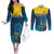 Sri Lanka Couples Matching Off The Shoulder Long Sleeve Dress and Long Sleeve Button Shirt With Lions Version