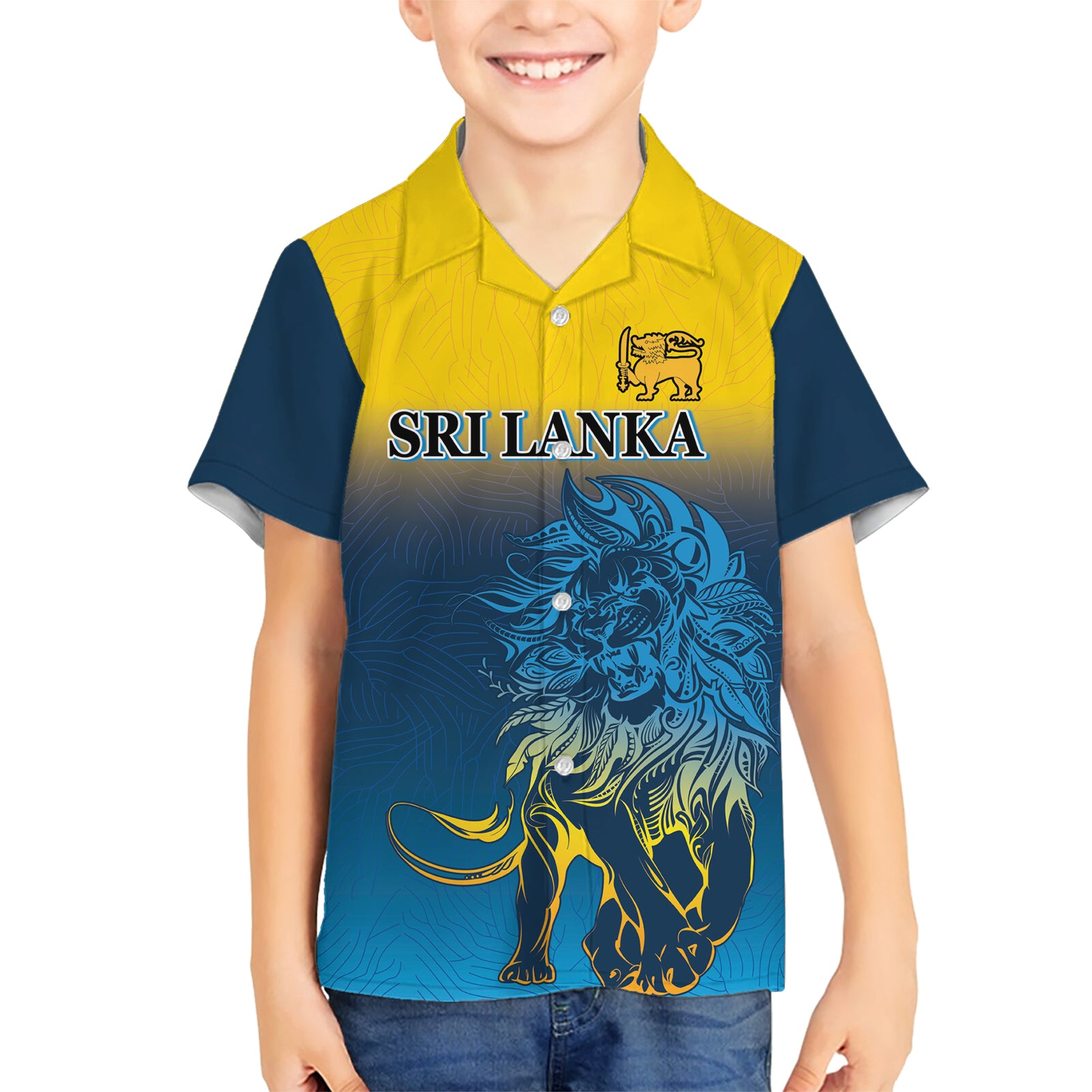 Sri Lanka Kid Hawaiian Shirt With Lions Version - Wonder Print Shop