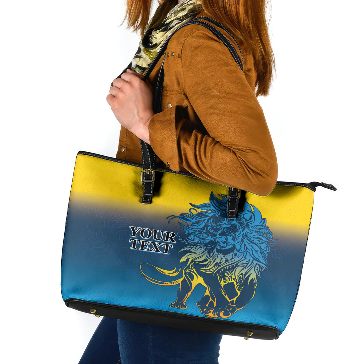 Sri Lanka Leather Tote Bag With Lions Version - Wonder Print Shop