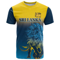 Lions Sri Lanka graphic T-shirt with yellow-to-blue gradient, front chest print
