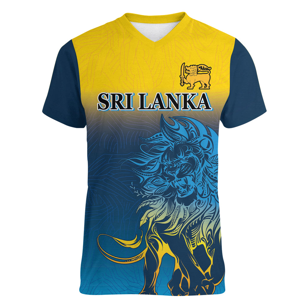 Sri Lanka Women V-Neck T-Shirt With Lions Version - Wonder Print Shop