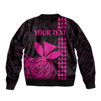 Black satin bomber jacket back with fan pinwheel print and magenta triangle pattern