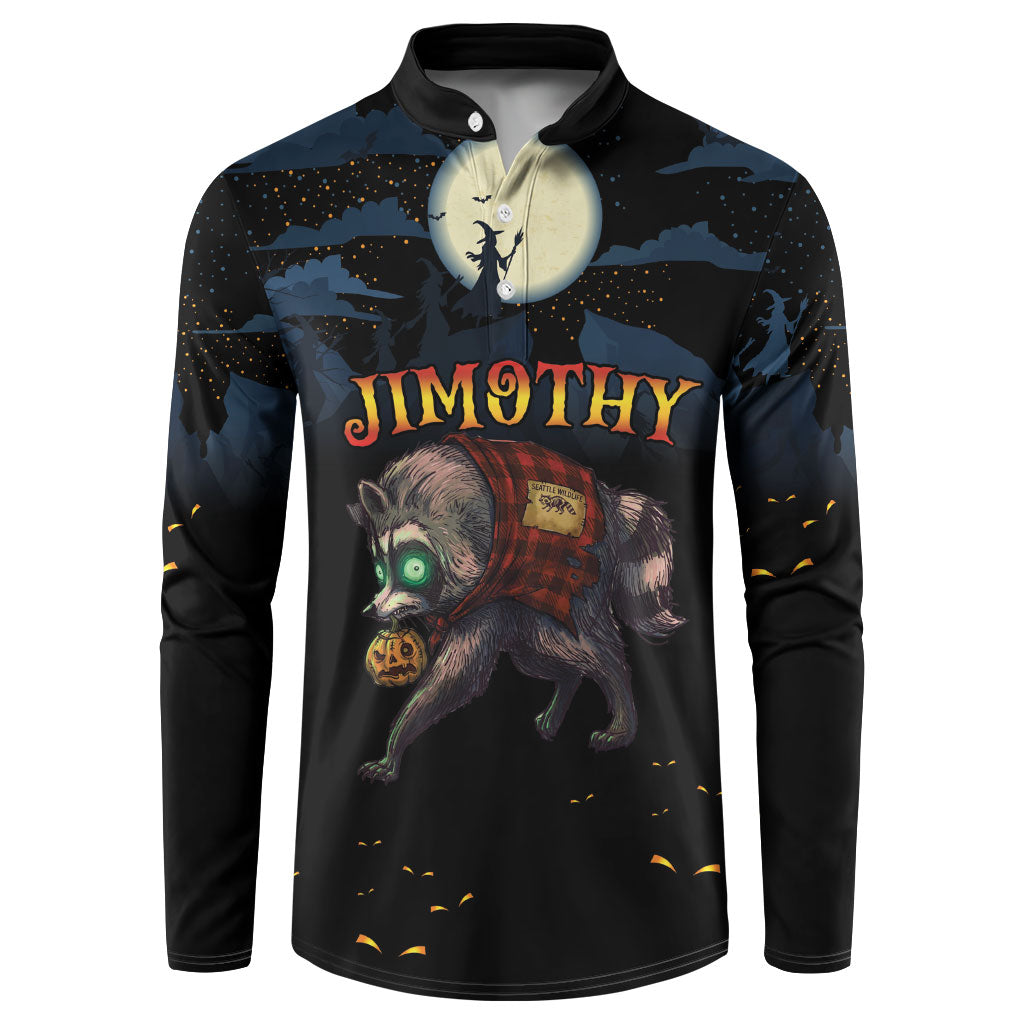 Halloween Raccoon Jimothy Personalized Button Sweatshirt