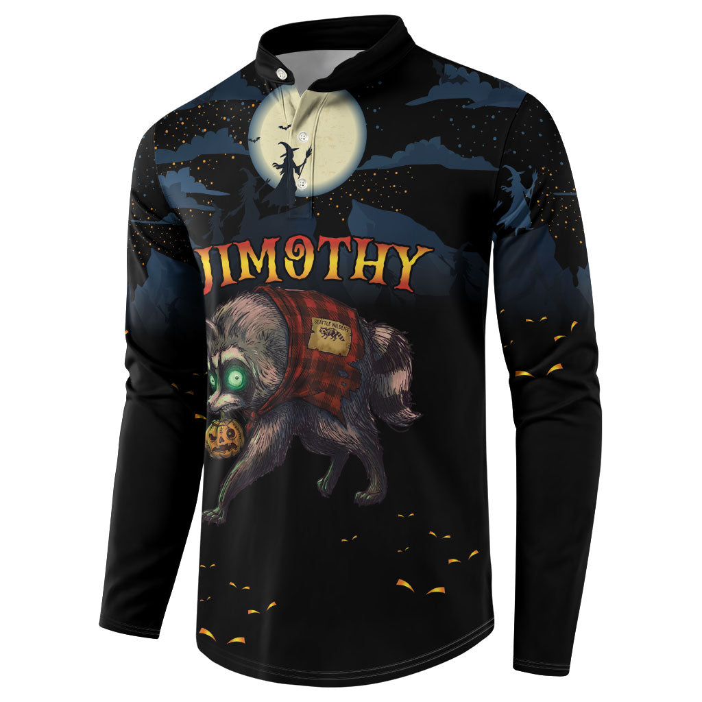 Halloween Raccoon Jimothy Personalized Button Sweatshirt