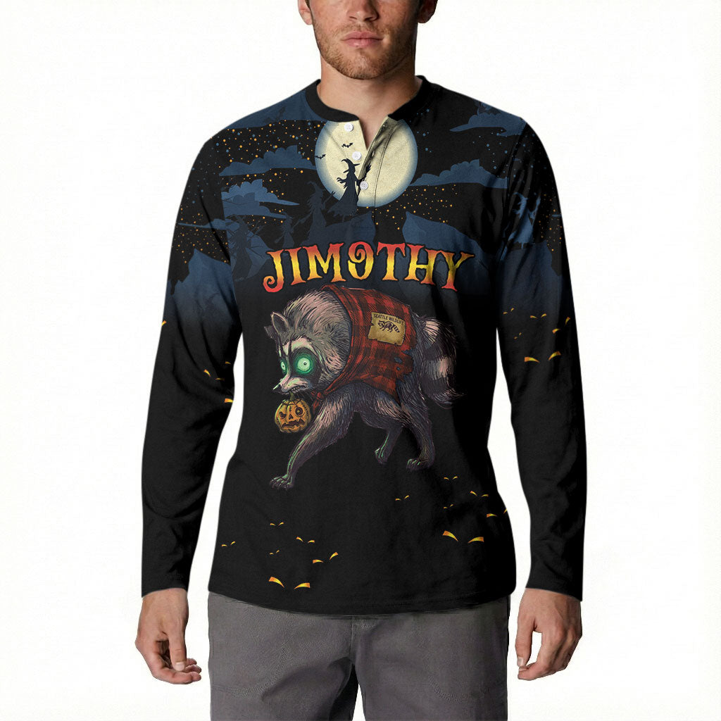 Halloween Raccoon Jimothy Personalized Button Sweatshirt