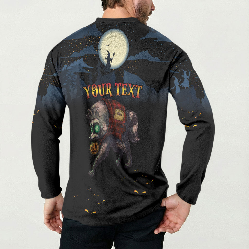 Halloween Raccoon Jimothy Personalized Button Sweatshirt