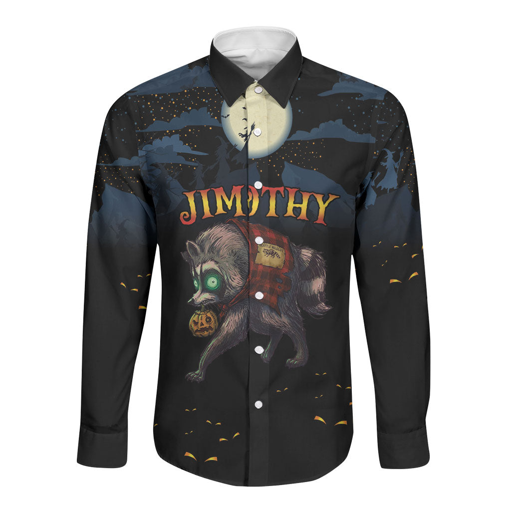 Halloween Raccoon Jimothy Personalized Long Sleeve Button Shirt
