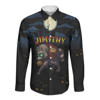 Halloween Raccoon Jimothy Personalized Long Sleeve Button Shirt
