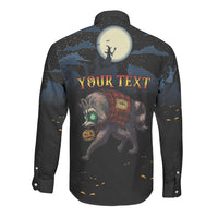 Halloween Raccoon Jimothy Personalized Long Sleeve Button Shirt