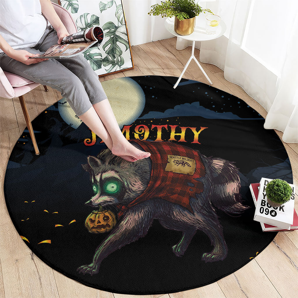 Halloween Raccoon Jimothy Round Carpet
