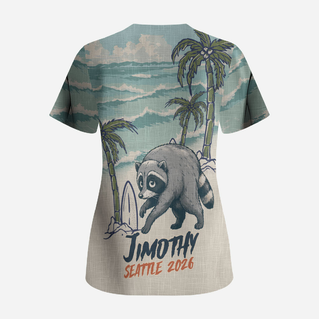 Hot Jimothy Summer Retro Style Scrub Top