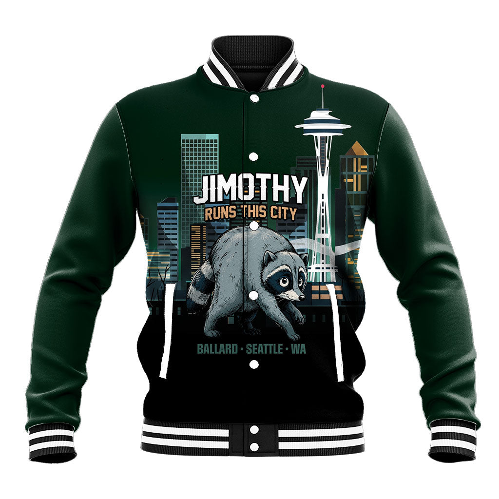 Raccoon Jimothy Runs This City Baseball Jacket