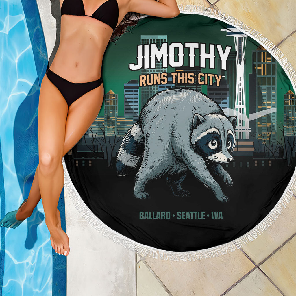 Raccoon Jimothy Runs This City Beach Blanket