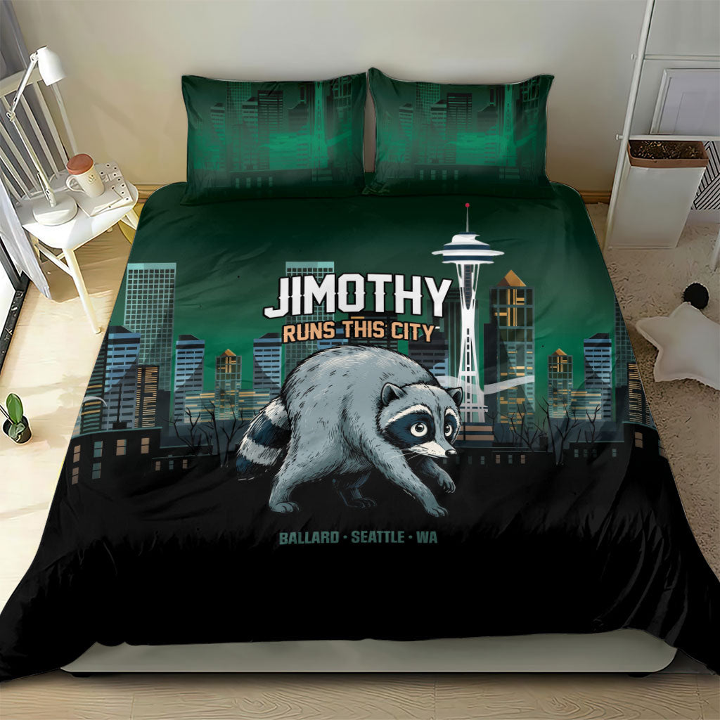 Raccoon Jimothy Runs This City Bedding Set