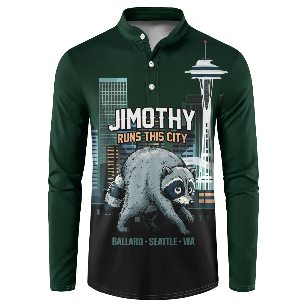 Raccoon Jimothy Runs This City Button Sweatshirt