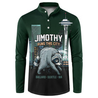 Raccoon Jimothy Runs This City Button Sweatshirt