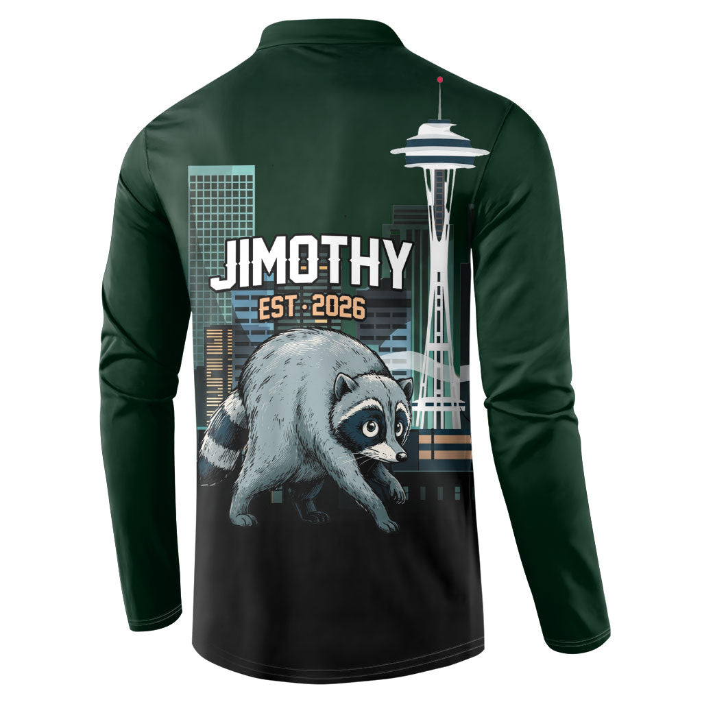 Raccoon Jimothy Runs This City Button Sweatshirt