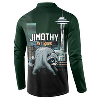 Raccoon Jimothy Runs This City Button Sweatshirt