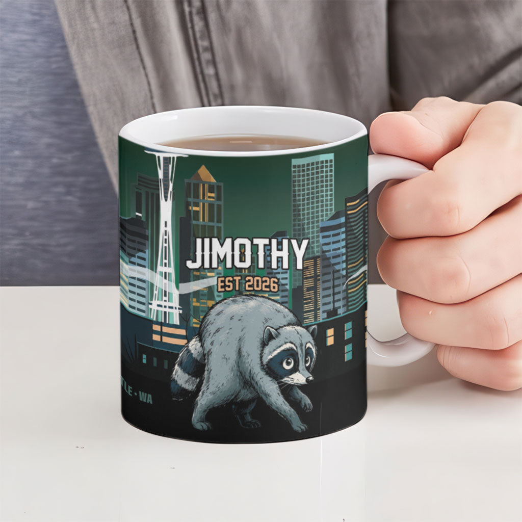 Raccoon Jimothy Runs This City Ceramic Mug