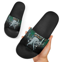 Raccoon Jimothy Runs This City Slide Sandals