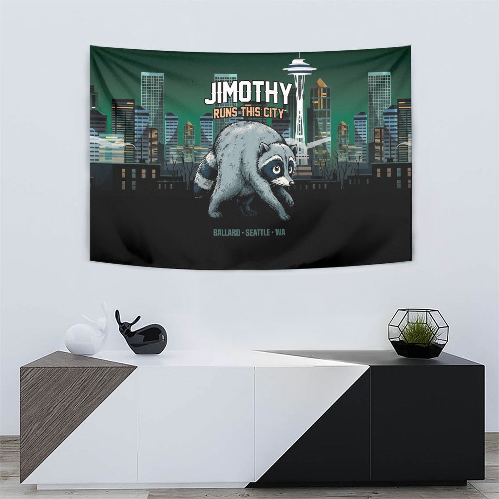 Raccoon Jimothy Runs This City Tapestry