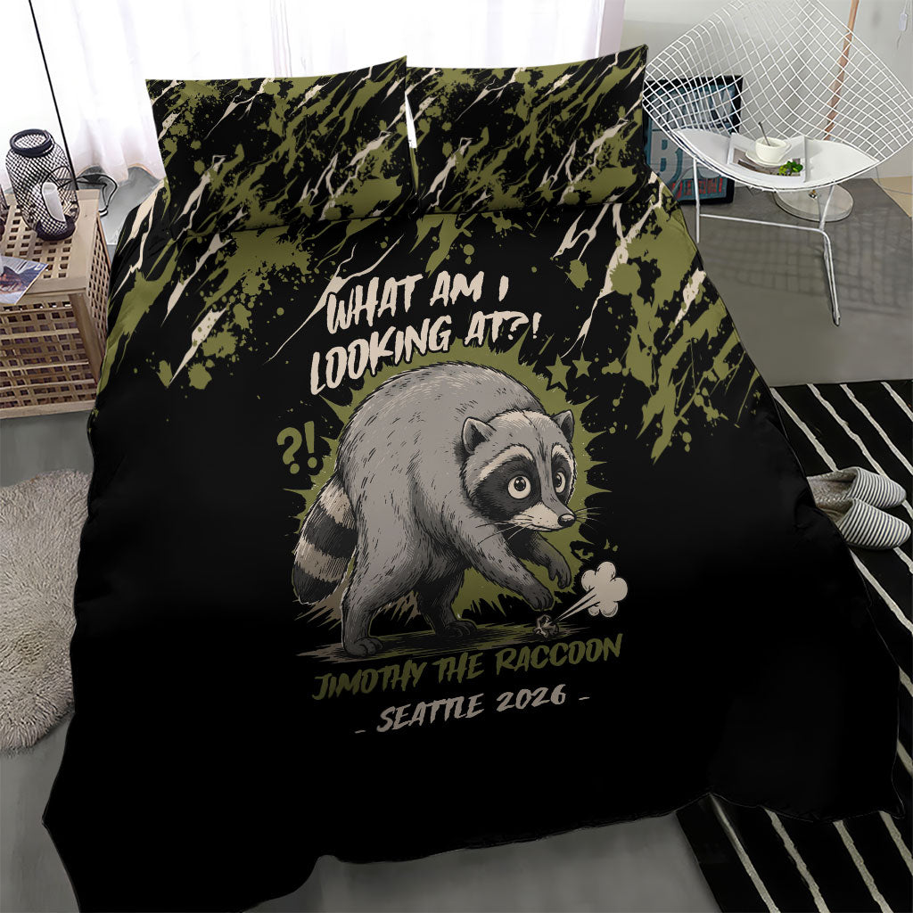 Raccoon Jimothy Meme Bedding Set What Am I Looking At