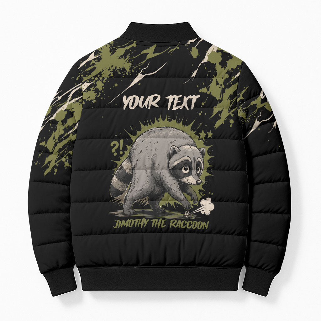 Personalized Raccoon Jimothy Meme Bomber Puffer Jacket What Am I Looking At