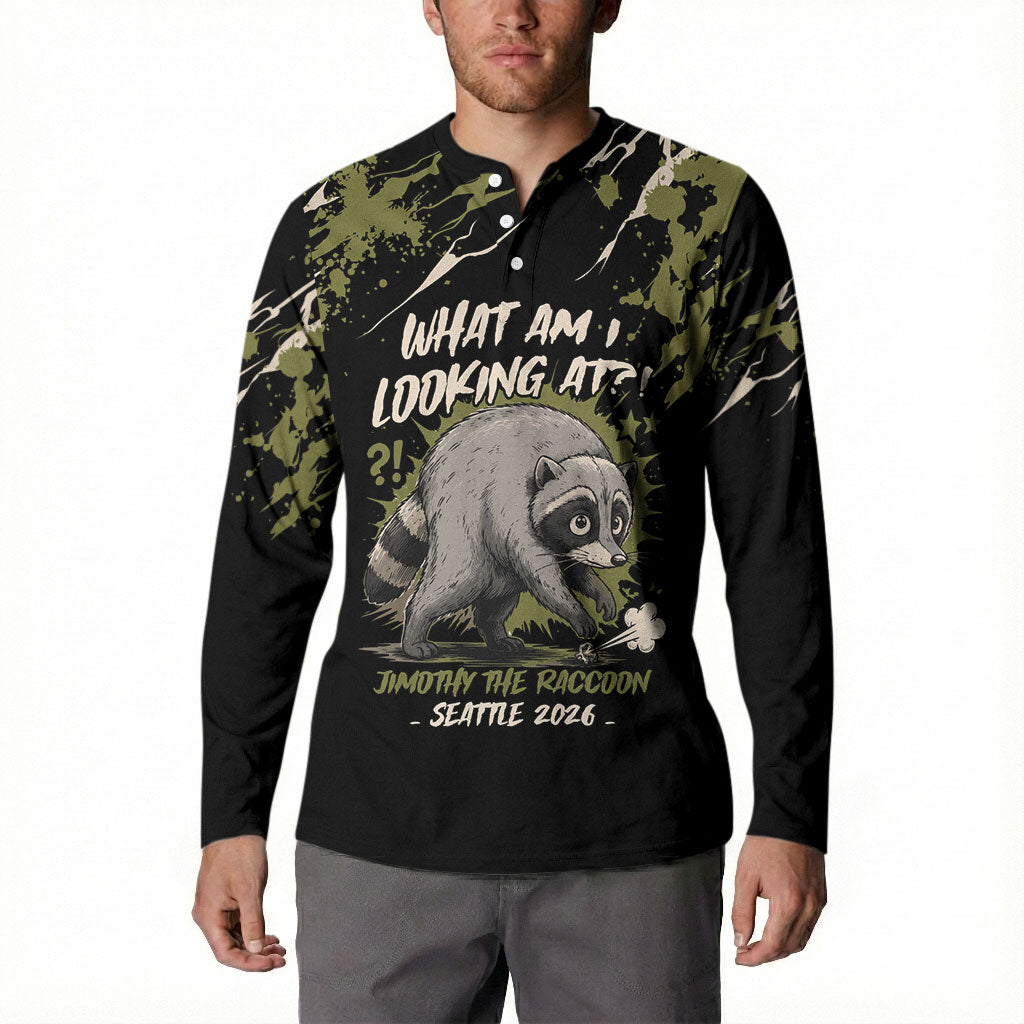 Personalized Raccoon Jimothy Meme Button Sweatshirt What Am I Looking At