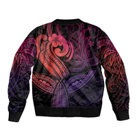 Dark pink/purple graphic bomber jacket, ribbed collar and hem