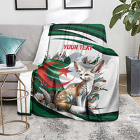 Personalized throw blanket with fennec fox illustration and green Algerian flag design