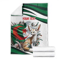 Personalized blanket with fennec fox artwork, green and white Algerian flag stripes