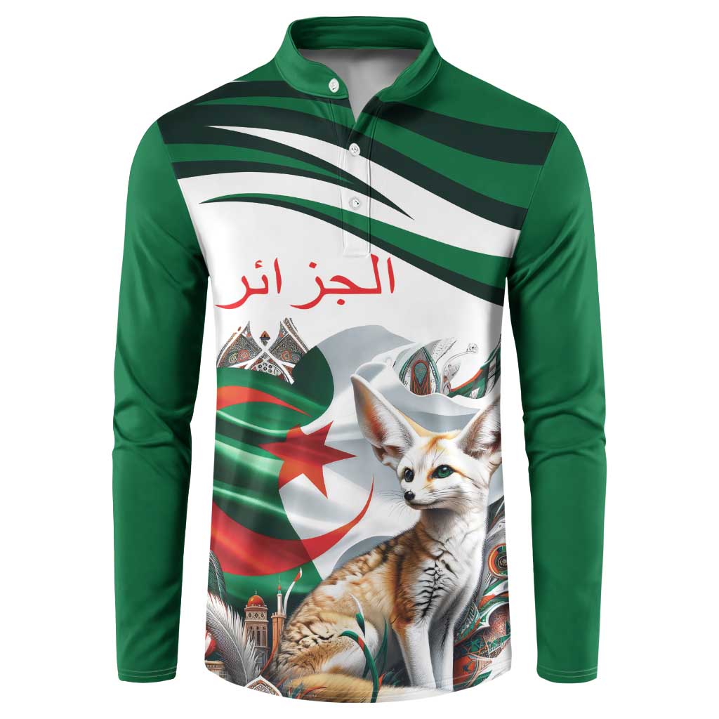 Algeria Fennec Fox Personalized Button Sweatshirt with Algerian Culture and Nature LT9 - Wonder Print Shop