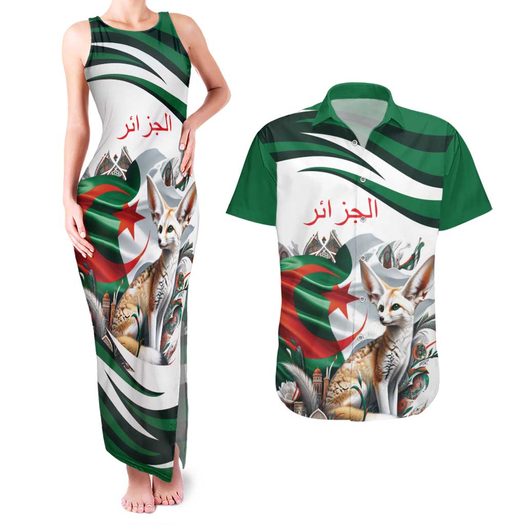 Algeria Fennec Fox Personalized Couples Matching Tank Maxi Dress and Hawaiian Shirt with Algerian Culture and Nature LT9 - Wonder Print Shop