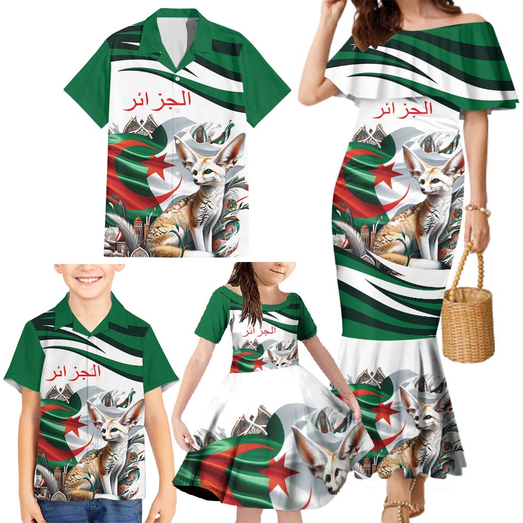 Algeria Fennec Fox Personalized Family Matching Mermaid Dress and Hawaiian Shirt with Algerian Culture and Nature LT9 - Wonder Print Shop