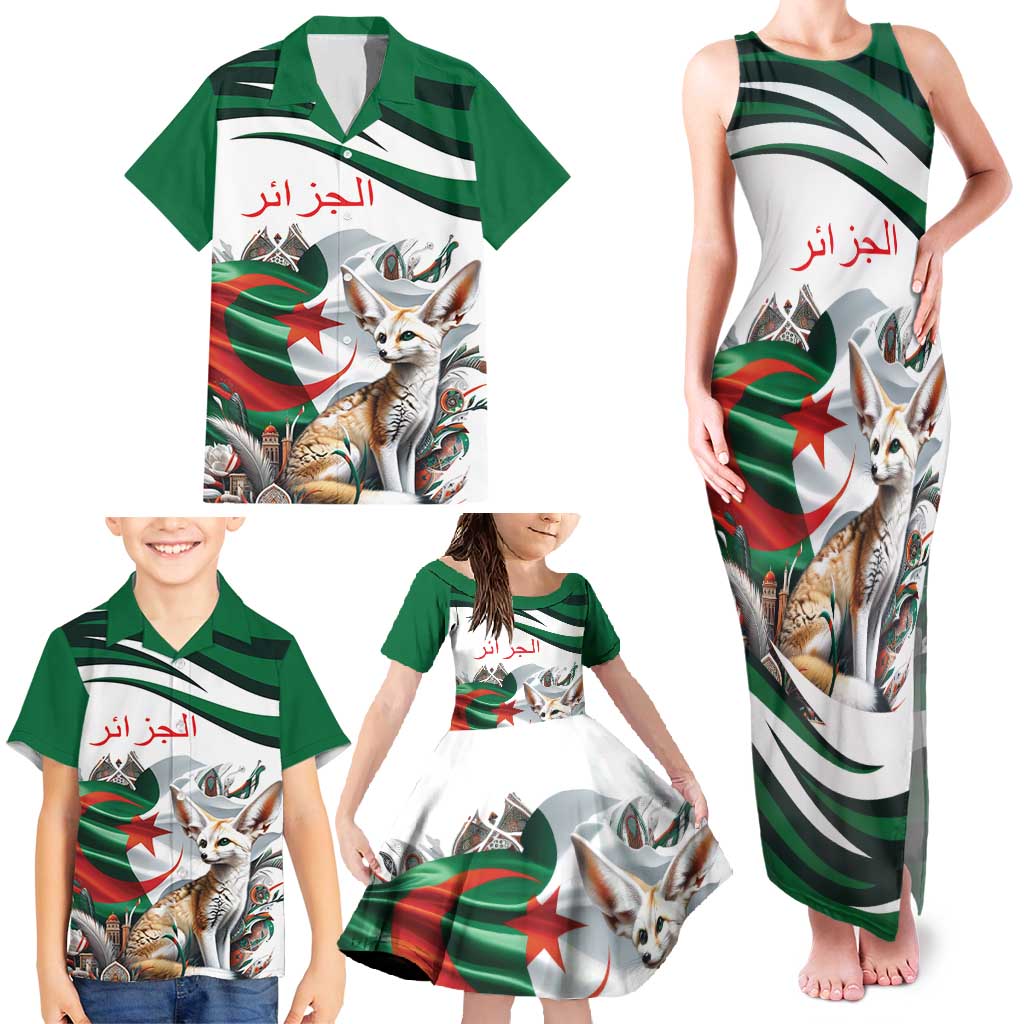 Algeria Fennec Fox Personalized Family Matching Tank Maxi Dress and Hawaiian Shirt with Algerian Culture and Nature - Wonder Print Shop