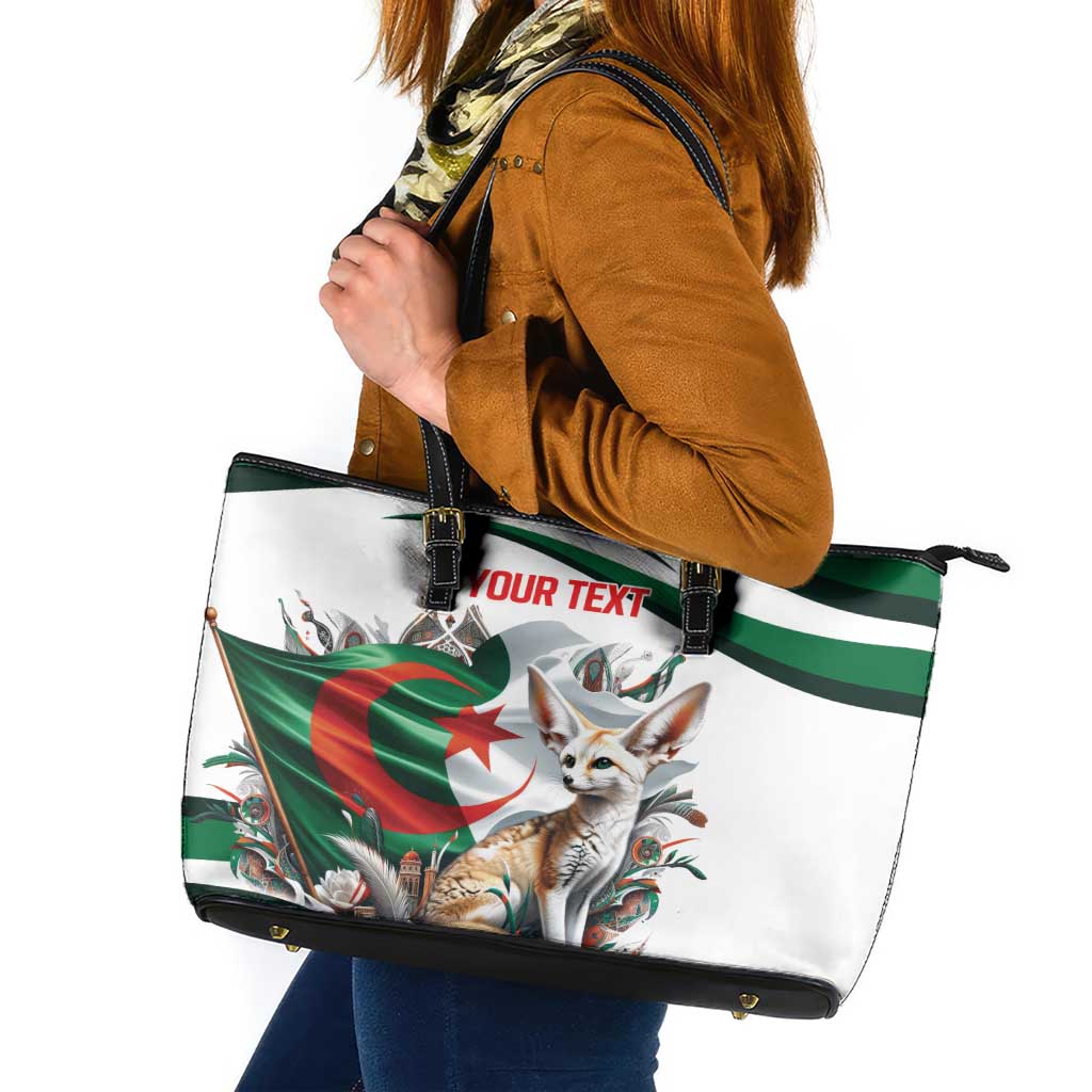 Algeria Fennec Fox Personalized Leather Tote Bag with Algerian Culture and Nature - Wonder Print Shop