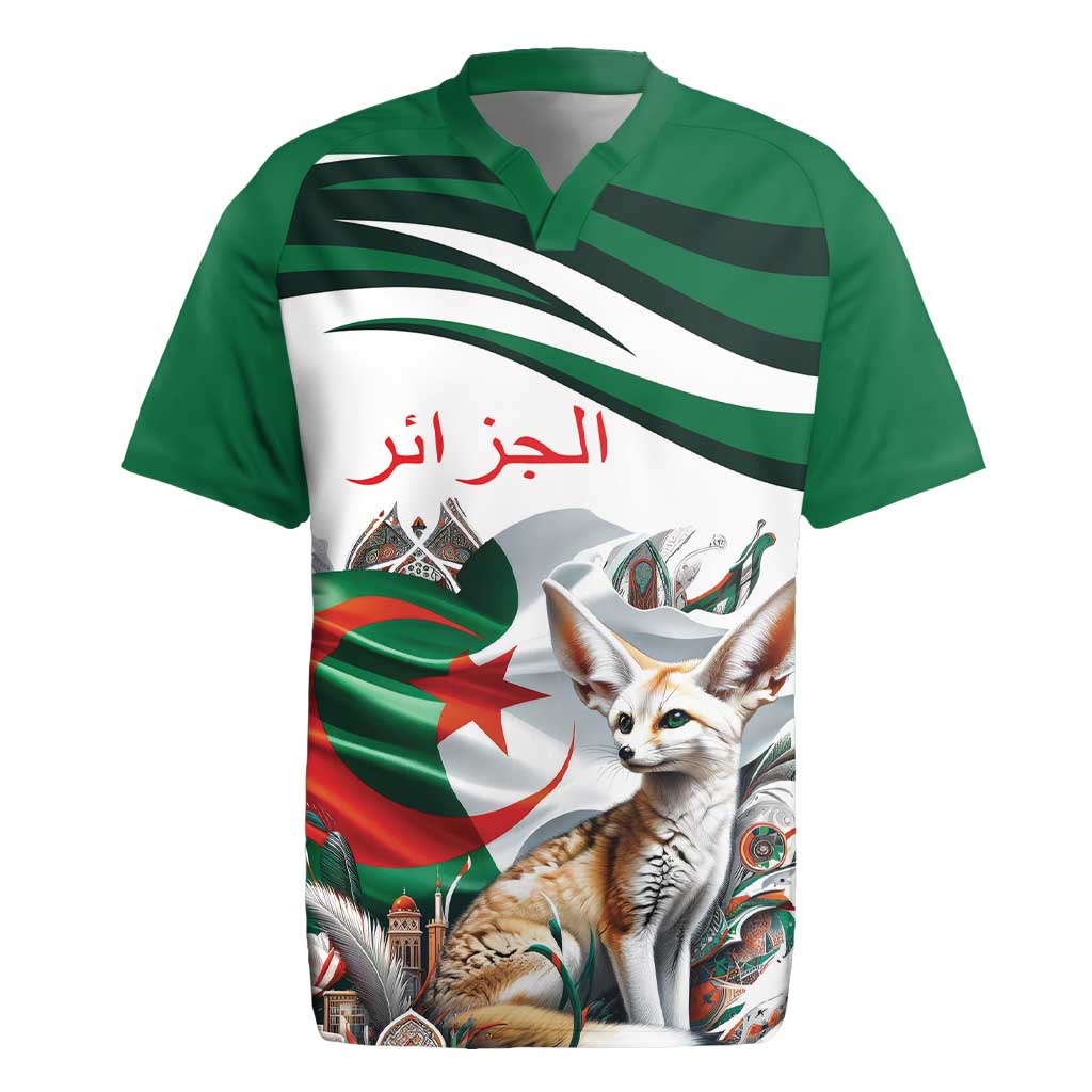 Algeria Fennec Fox Personalized Rugby Jersey with Algerian Culture and Nature - Wonder Print Shop