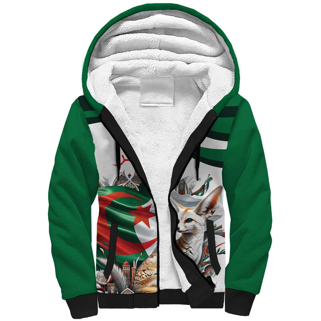 Algeria Fennec Fox Personalized Sherpa Hoodie with Algerian Culture and Nature - Wonder Print Shop