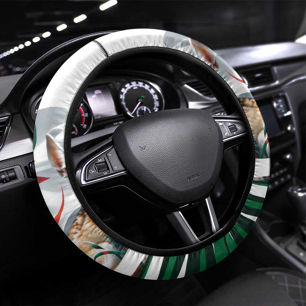 Algeria Fennec Fox Steering Wheel Cover with Algerian Culture and Nature - Wonder Print Shop