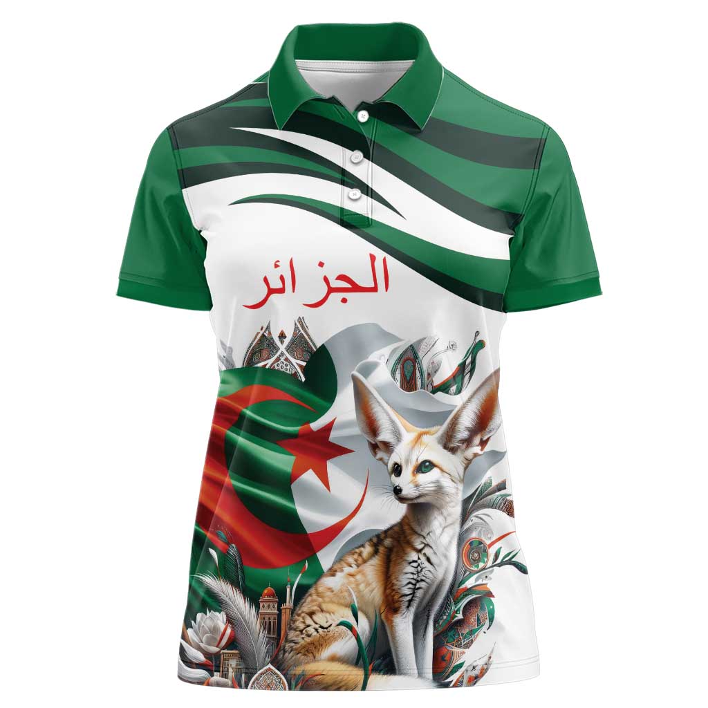 Algeria Fennec Fox Personalized Women Polo Shirt with Algerian Culture and Nature - Wonder Print Shop