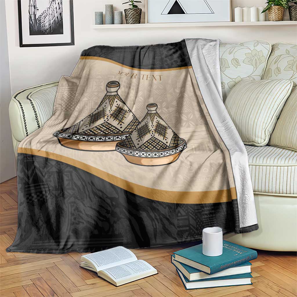 Algeria Tajine Dish Personalized Blanket with African Tribal Pattern