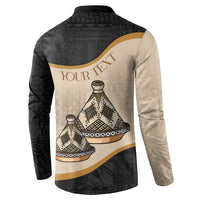 Personalized button sweatshirt in black with beige tajine graphic and custom text