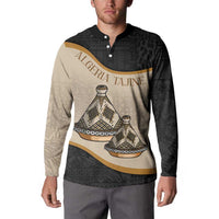 Personalized button sweatshirt with ALGERIA TAJINE lettering and long-sleeve tajine print