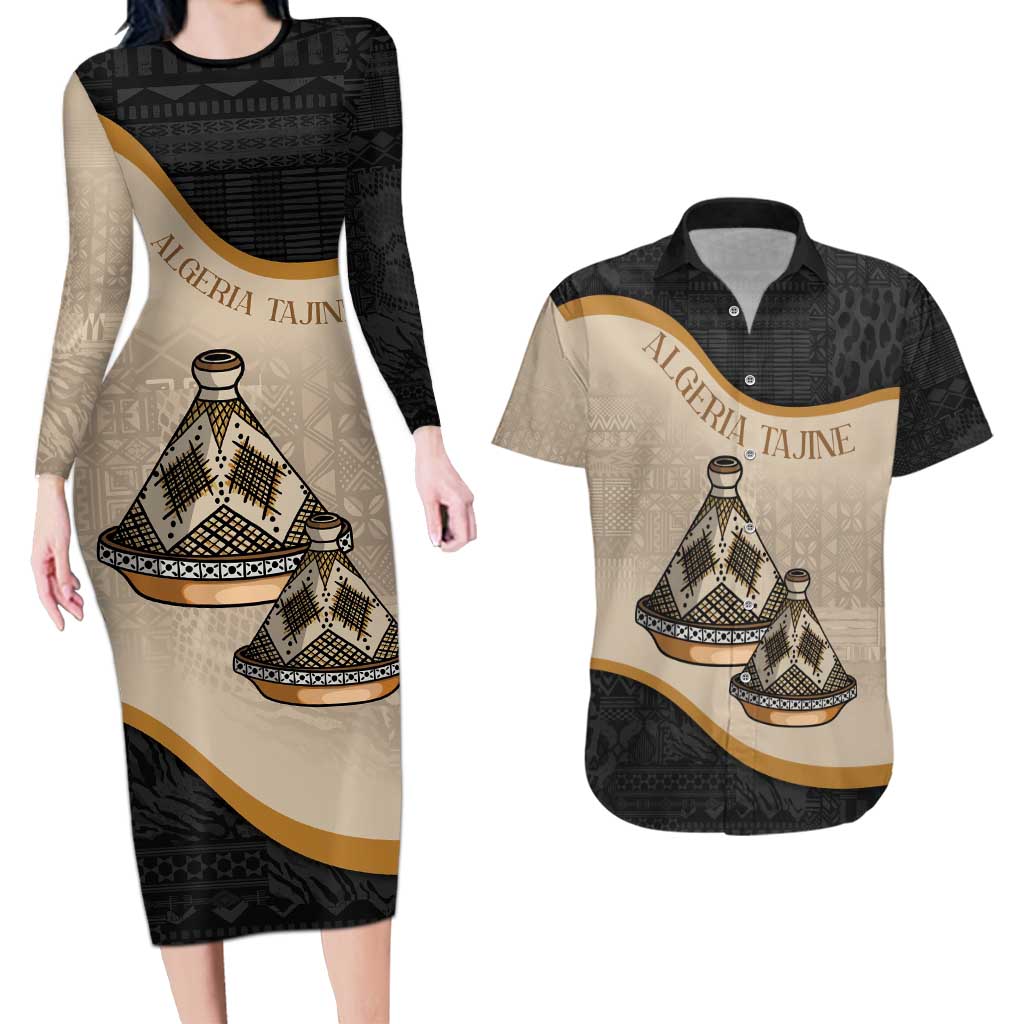 Algeria Tajine Dish Personalized Couples Matching Long Sleeve Bodycon Dress and Hawaiian Shirt with African Tribal Pattern LT9 - Wonder Print Shop