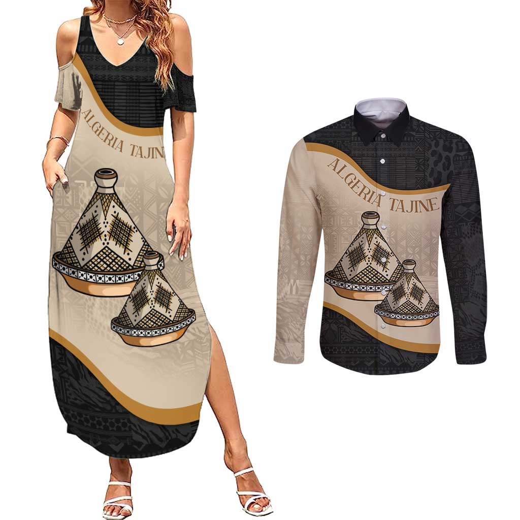 Algeria Tajine Dish Personalized Couples Matching Summer Maxi Dress and Long Sleeve Button Shirt with African Tribal Pattern LT9 - Wonder Print Shop